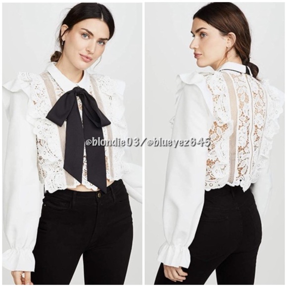 Self-Portrait flower lace tie top UK4/US0 - Picture 3 of 6